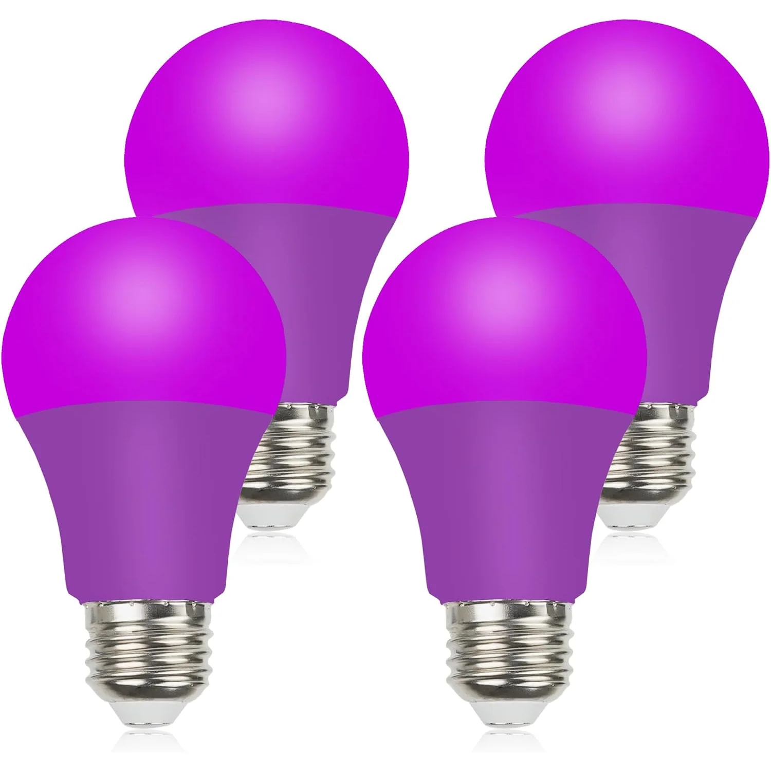 GREENIC Colored LED Light Bulbs, 9W A19, 4-Pack, Purple