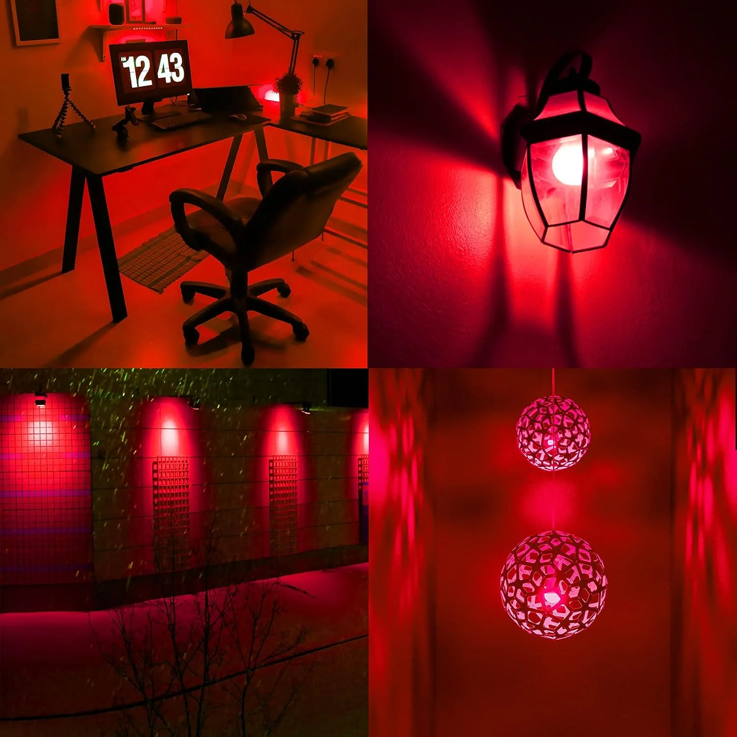 GREENIC Colored LED Light Bulbs, 9W A19, 4-Pack, Red