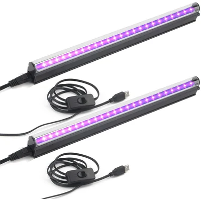 GREENIC USB UV Black Light Bars, 10W 1 ft, 2-Pack, Silver, picture 2