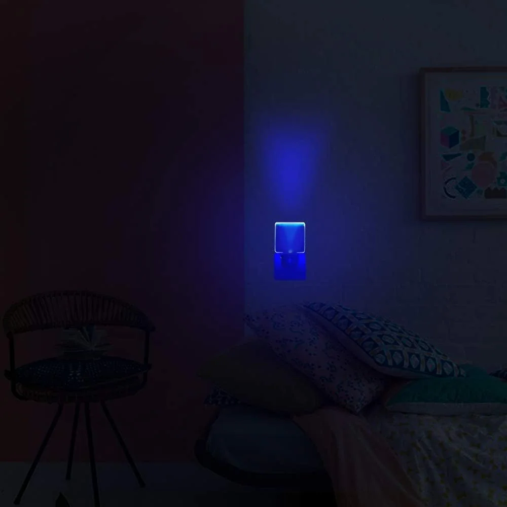 GREENIC Square Plug-in Night Lights, Dusk to Dawn, 2-Pack, Blue