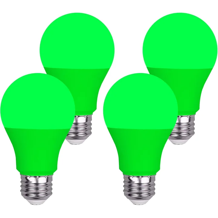 GREENIC Colored LED Light Bulbs, 9W A19, 4-Pack, Green