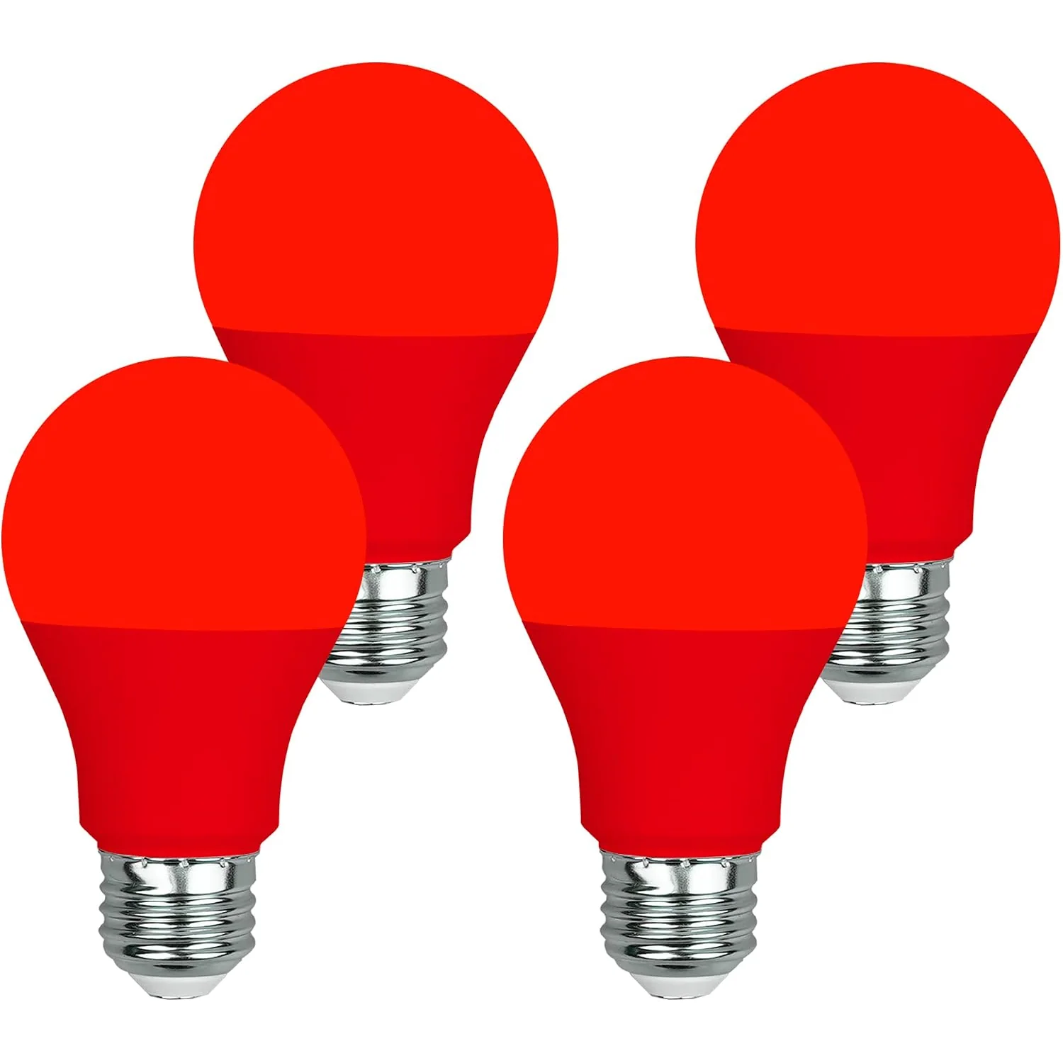 GREENIC Colored LED Light Bulbs, 9W A19, 4-Pack, Red