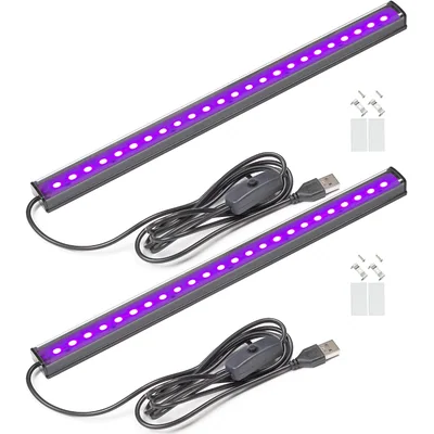 GREENIC USB UV Black Light Bars, 10W 1 ft, 2-Pack, Black, picture 1